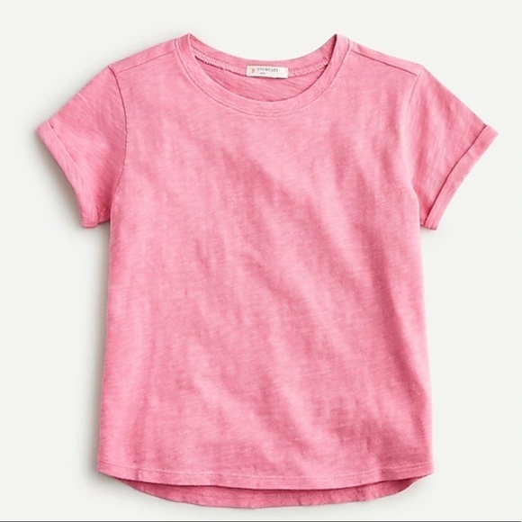 J crew girls roll cuff tshirt pink short sleeves - Picture 1 of 3